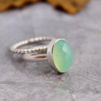 Sea foam green ring, Chalcedony silver ring, Handmade stack rings