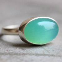 Sea foam green ring, Chalcedony silver ring jewelry, Oval ring 