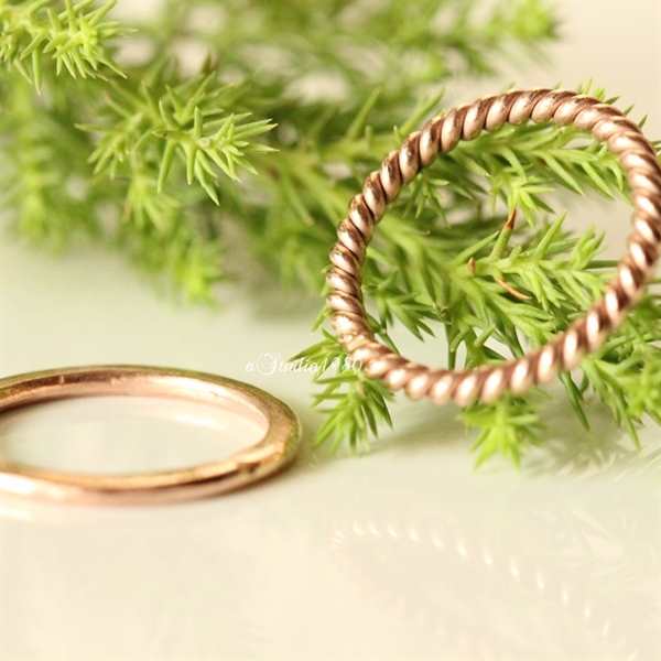 Solid 14k Rose gold ring - promise ring - Couple ring set 