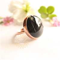 Statement 14k Rose gold ring - Black onyx ring - Gemstone ring
