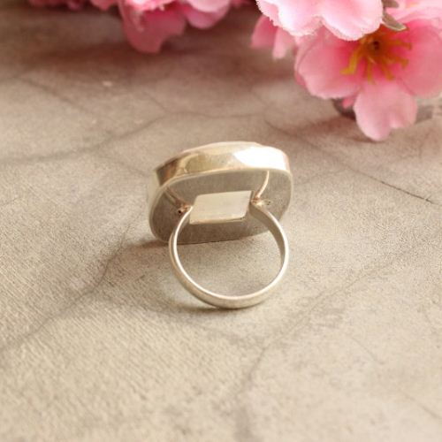 Statement Moonstone ring, Cushion cut silver ring