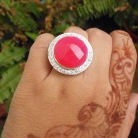 Statement Pink ring, Zircon silver ring, Gemstone ring, artisan