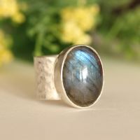 Statement Ring, Labradorite silver ring, Artisan handmade ring 