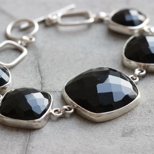 Statement bracelet - Black onyx bracelet - Sterling silver bracelet