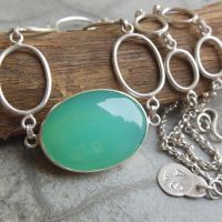 Statement necklace, Aqua chalcedony silver necklace, Mint green necklace