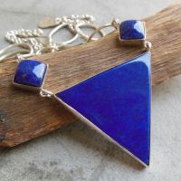 Statement necklace, OOAK necklace, Lapis lazuli silver pendant