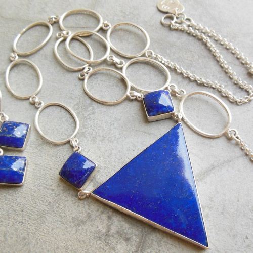 Statement necklace, OOAK necklace, Lapis lazuli silver pendant
