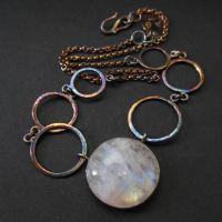 Statement necklace, Rainbow Moonstone pendant necklace in silver
