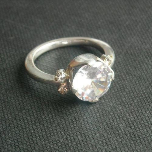 Sterling Silver CZ Engagement Ring - CZ Solitaire engagement rings