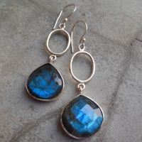 Sterling Silver Labradorite earrings, Dangle drop artisan earrings