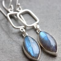 Sterling Silver Labradorite earrings, Dangle handmade earrings