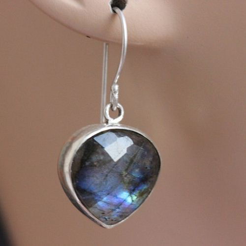 Blue labradorite earrings sterling silver