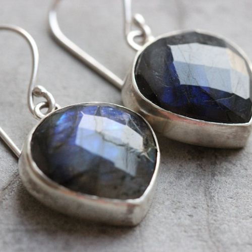 Blue labradorite earrings sterling silver