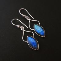 Sterling Silver Labradorite earrings, Dangle gemstone blue earrings