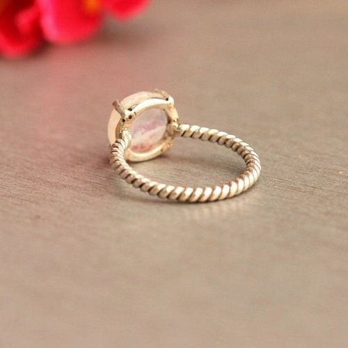 Sterling silver Rainbow Moonstone ring, Prong set gemstone ring 