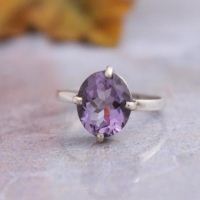 Sterling silver amethyst ring, Genuine Purple amethyst birthstone ring