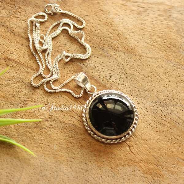 Sterling silver black onyx pendant earring set