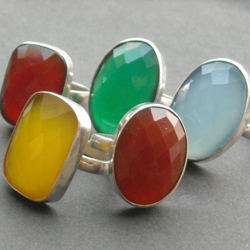 Sterling silver blue chalcedony ring - handmade oval gemstone ring 