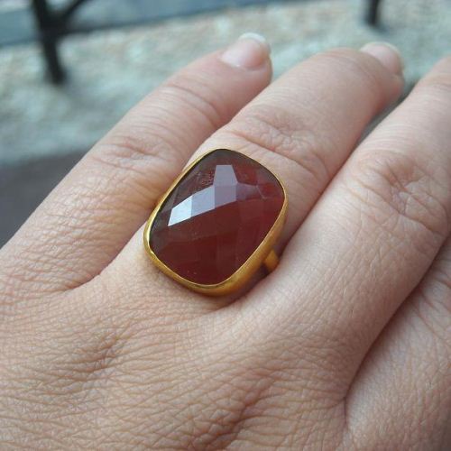 Sterling silver carnelian ring - carnelian jewelry - cocktail ring