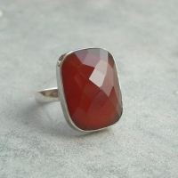 Sterling silver carnelian ring, Red cocktail jewelry, Cocktail ring