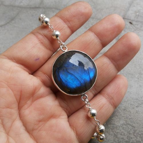 Sterling silver labradorite bracelet - Handmade artisan bracelet
