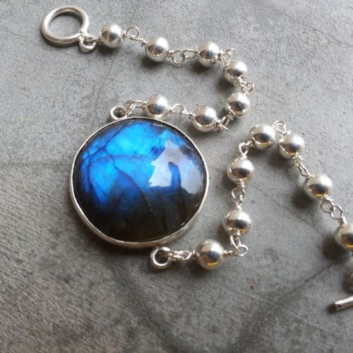 Sterling silver labradorite bracelet - Handmade artisan bracelet