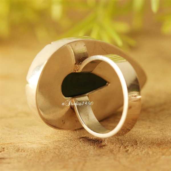 Sterling silver malachite ring, Handmade malachite ring Statement ring