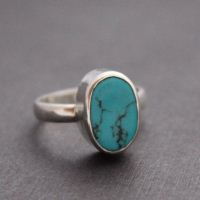 Sterling silver turquoise ring, Gemstone ring, Artisan silver ring
