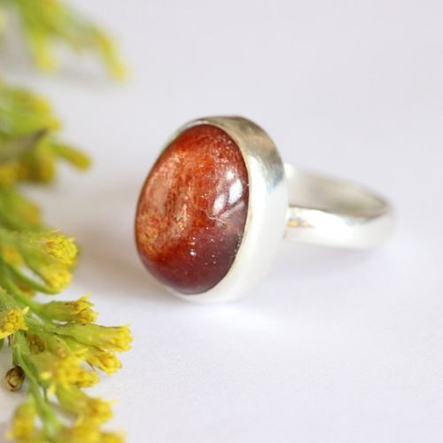 Sunstone Silver Ring, Handcrafted Sunstone Sterling Silver Jewelry