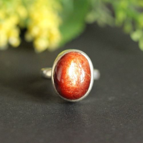 Sunstone ring, Artisan sun stone ring, Sterling silver artisan ring