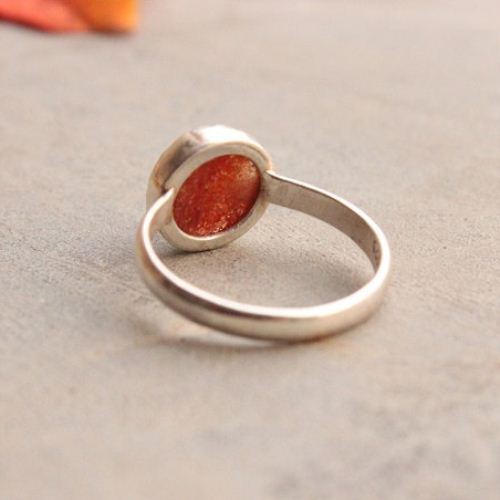 Sunstone ring, Artisan sun stone sterling silver ring