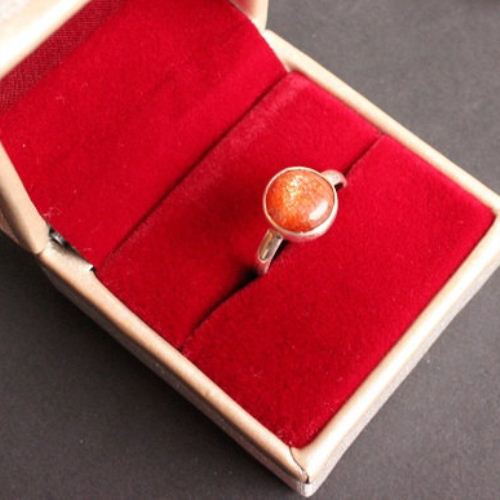 Sunstone ring, Artisan sun stone sterling silver ring