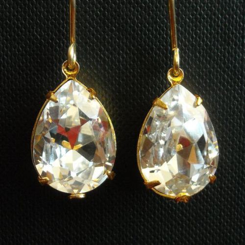 Swarovski Crystal earrings,Bridal earrings, gold bridal earrings, Vermeil earrings, wedding jewelry, bridal crystal earrings