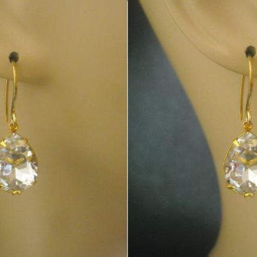 Swarovski Crystal earrings,Bridal earrings, gold bridal earrings, Vermeil earrings, wedding jewelry, bridal crystal earrings