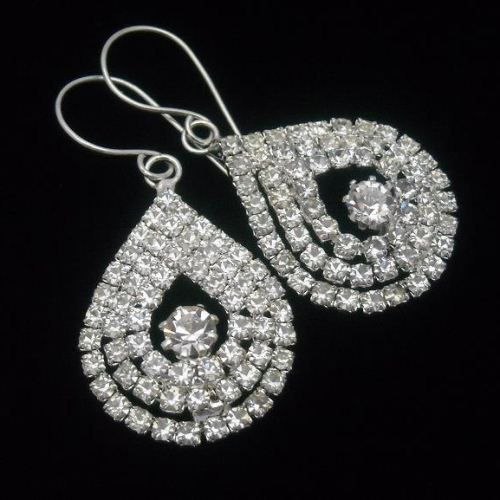 Swarovski crystal bridal pendant earrings set - artisan jewelry