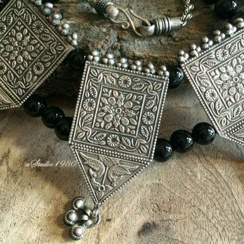 Artisan sterling silver black onyx necklace