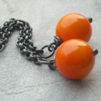 Tangerine oxidized silver handmade earrings