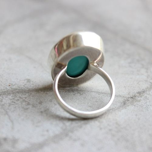 Turquoise Ring, silver ring, Oval stone artisan Ring