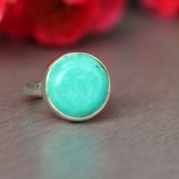 Turquoise silver ring, Round gemstone ring. Handmade gift ideas