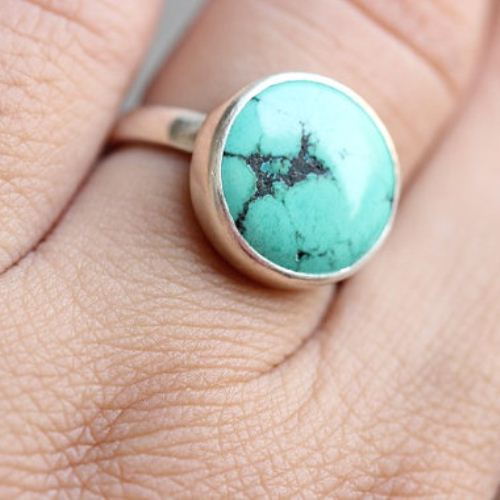 Turquoise Ring, Gift for her, Handmade artisan gemstone silver ring