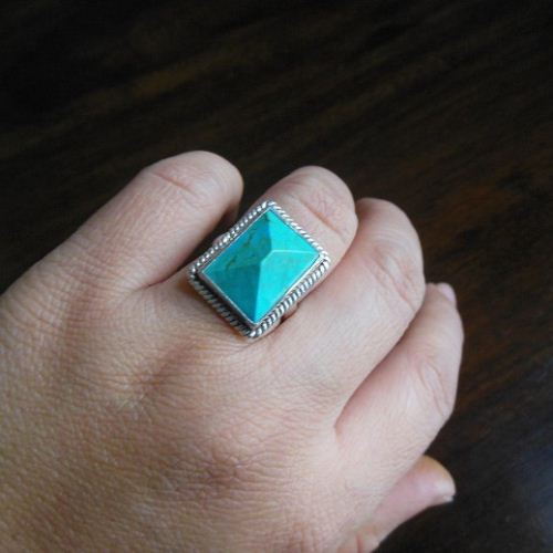 Sterling silver turquoise ring jewelry, Statement ring