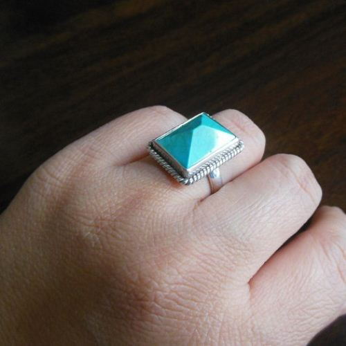 Sterling silver turquoise ring jewelry, Statement ring