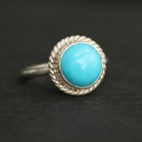 Turquoise Ring, Sterling silver artisan statement ring