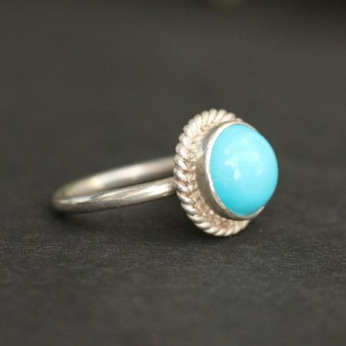 Turquoise Ring, Sterling silver artisan statement ring