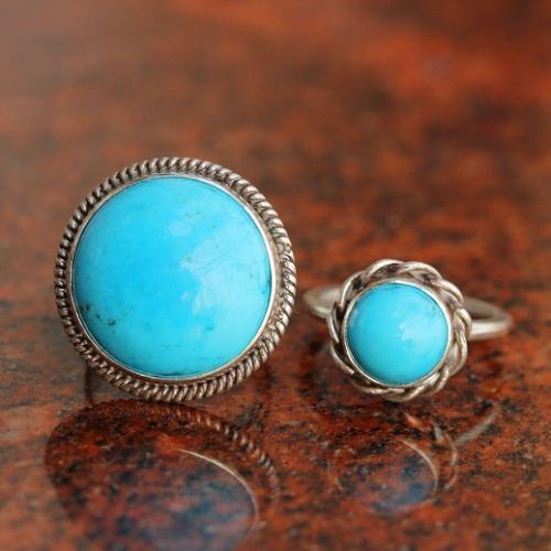 Turquoise Ring, Sterling silver artisan statement ring