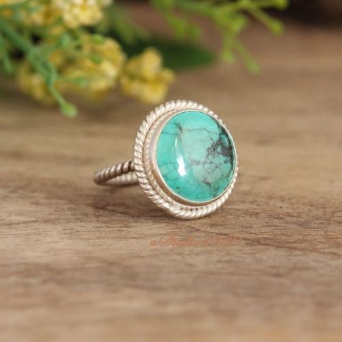Sieraden Ringen Statementringen Turquoise Ring~Natural Turquoise Silver Ring~Turquoise Long Oval Ring~Large Turquoise Statement Ring~Turquoise Jewelry~Gift for Her 
