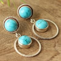 Turquoise gemstone earrings Handmade sterling silver