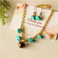 Turquoise pearl bridesmaid set - bridesmaid gifts - gold plated 