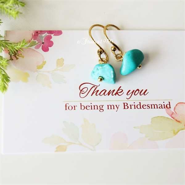 Turquoise pearl bridesmaid set - bridesmaid gifts - gold plated 