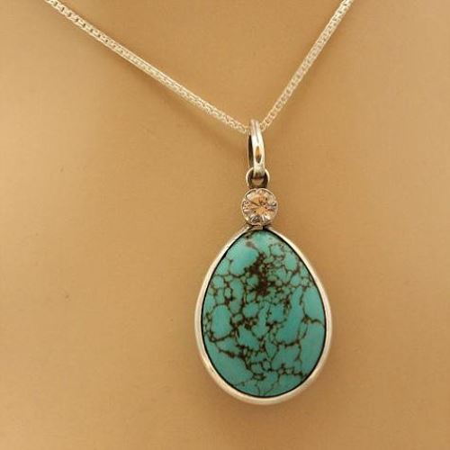 Buy Turquoise pendant necklace, Silver pendant cabochon pendant online ...